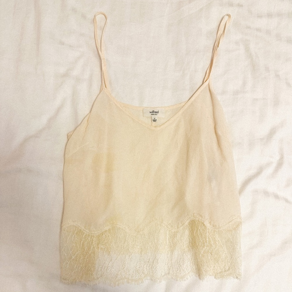 Wilfred Cream Lace Tank Top Silk